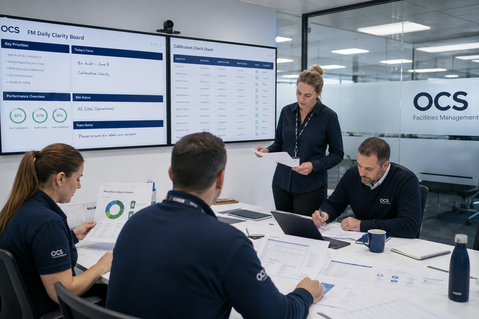 ECOCOMPARE team reviewing operational clarity boards