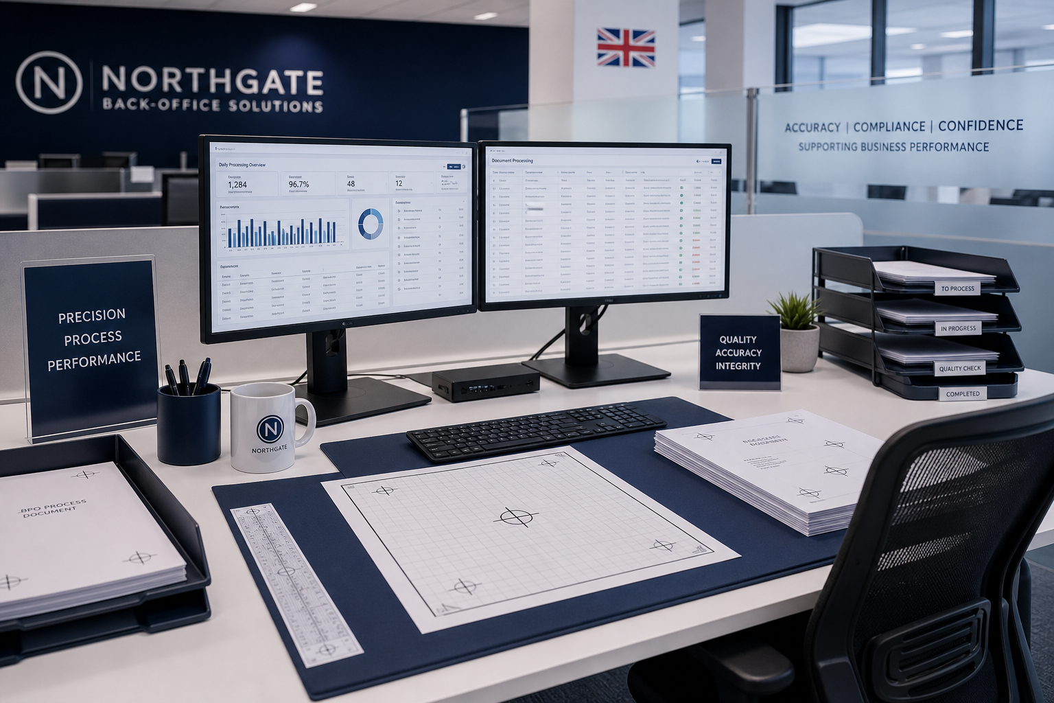 Back-office administrative support workspace